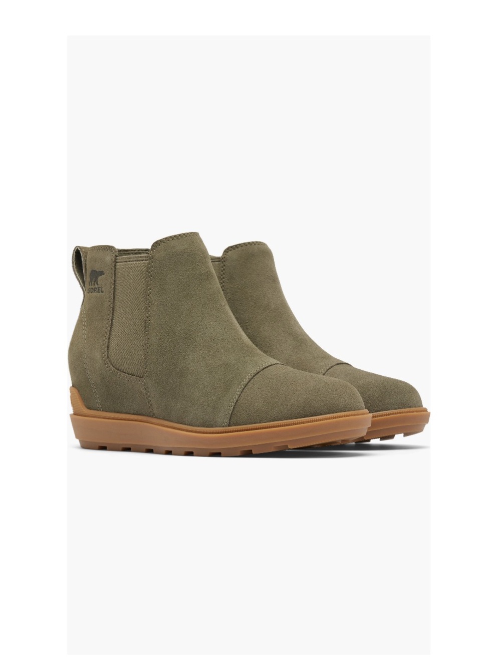 Sorel Evie 2 Waterproof Suede Chelsea Boots Stone Green & Grill 2 Women’s Size 5 - Picture 5 of 15